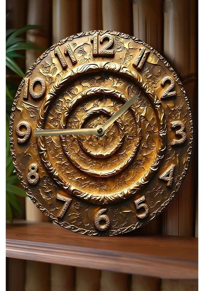 Altın Spiral Lüks Görünümlü 3d Mdf Duvar Saati Sdw278 Renkli