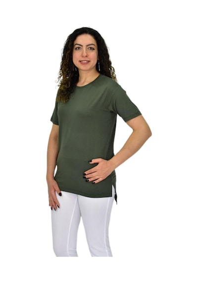 Kadın Yarım Kol Sıfıryaka Likralı Tişört Bgl-st04652 Haki