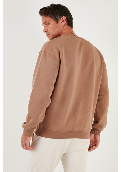Buratti Regular Fit Bisiklet Yaka Pamuklu Içi Tüylü Yumuşak Şardonlu Erkek Sweat 5905255 Tarçın