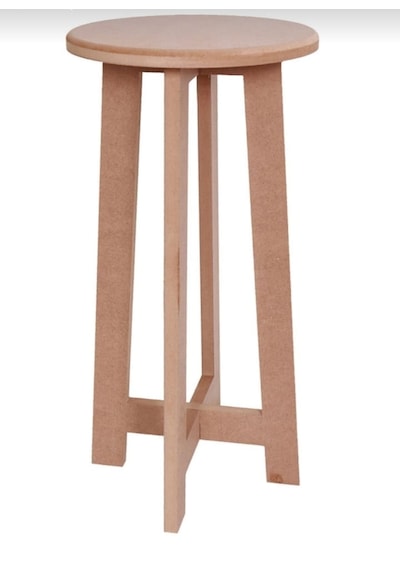 Boyanabilir Ahşap Mdf Yuvarlak Demonte Tabure 30x60 Xm