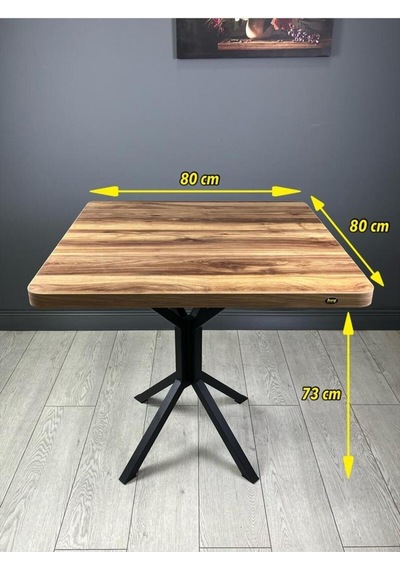 Roma Kemençe Mutfak Yemek Masası Balkon Masası Kavisli Köşe Metal Siyah Ayak 80 Cm