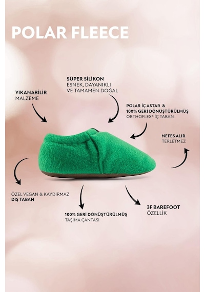 Hopfrög Kids Polar Fleece Yeşil Polar Barefoot Patik Yeşil