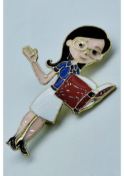 Öğretmen Karakterli Kitap Okuyan Broş Sevimli Öğretmen Temalı Brooch Çok Renkli