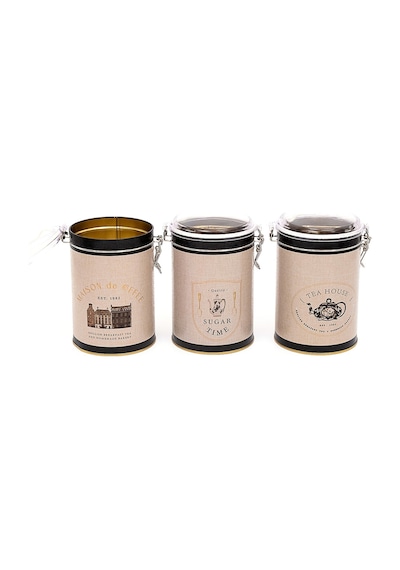 Azura Desenli Kilitli Kapaklı Yuvarlak Metal Saklama Kabı 3 Lü Set 10.5 X 15 Cm