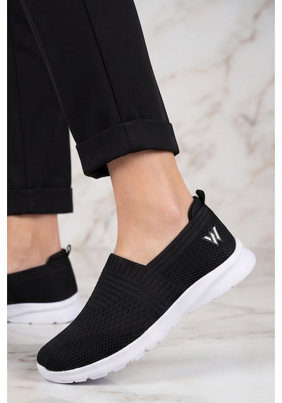 Cloudwalk Comfort Siyah Beyaz Rahat Günlük Yumuşak Tabanlı 4 Mevsim Trend Kadın Slip-on Sneaker ... Siyah - Beyaz