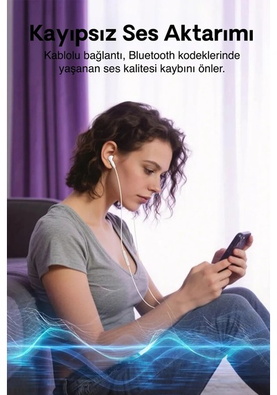 Ven-dens Vd-ear031 Type-c Mikrofonlu Kablolu Kulak İçi Kulaklık, 14,2 Mm Dinamik Sürücü, 1,2, Beyaz