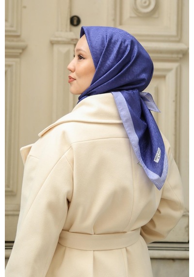 Eşarp - Premium Lux Original Monogram Eşarp İpek Vual, Yüksek Kalite, Hafif, Rahat, Şık, Scarf Mor
