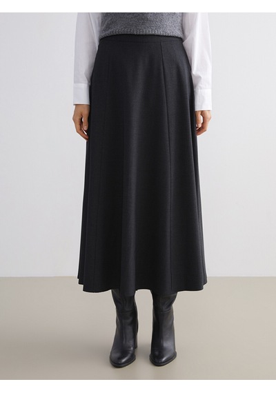 Lcw Modest Siyah Beli Fermuarlı Kloş Etek