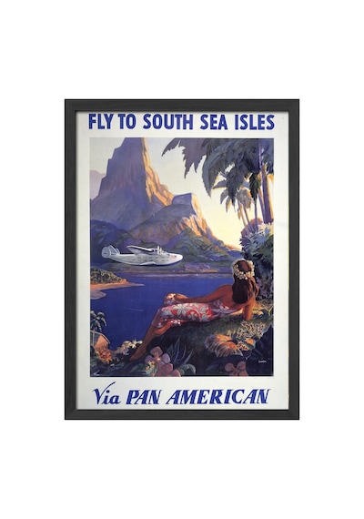 South Sea Isles Siyah Ahşap Çerçeveli Poster, Dekoratif Seyahat Duvar Tablosu