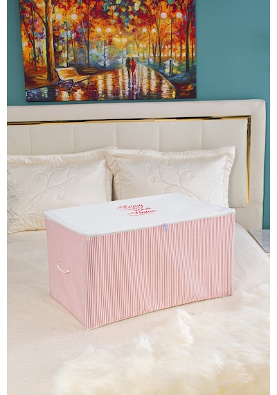 Serstil Orta Boy Baskı Detaylı Pembe Çizgili Hurç 63 X 40 X 34 Cm
