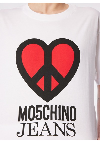 Moschino Jeans Beyaz Kadın Baskılı T-shirt 241k1j0710