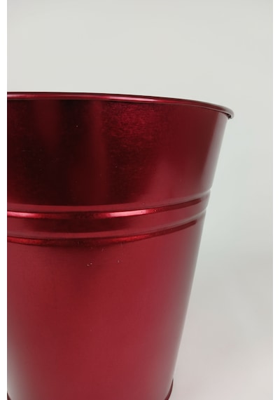 Konik Metal Saksı & Vazo - 25 Cm Dekoratif Çok Amaçlı Renkli Çiçeklik 25x23/15 Cm Kırmızı