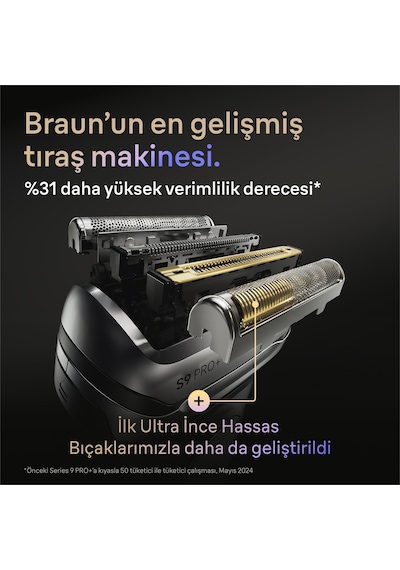 Braun Series 9 Pro+ Elektrikli Tıraş Makinesi, Islak Ve Kuru, Şarj Standı, 9615s 1 Saat