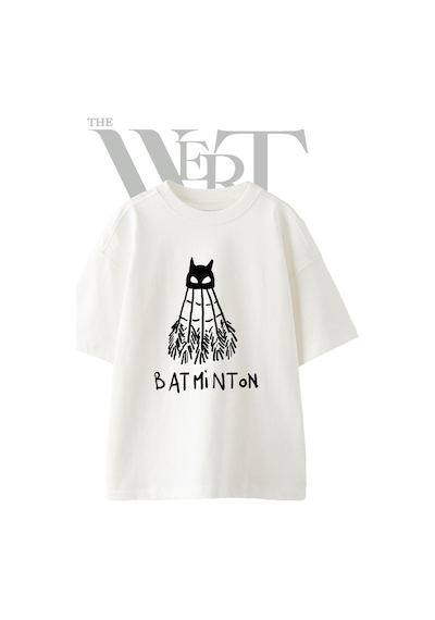 Thewert Batman Badminton Tasarım Baskılı Ünisex Beyaz Oversize T-shirt