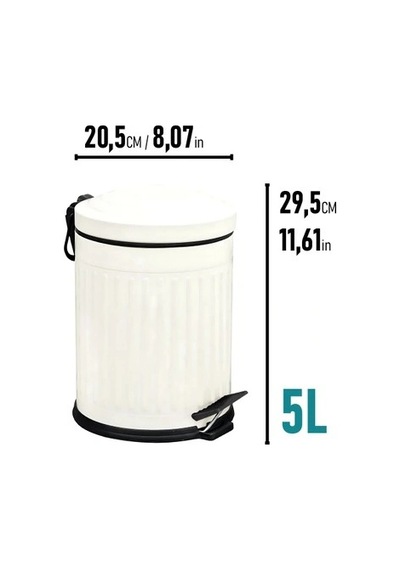 Dayco Pedallı Krem Renk Metal Çöp Kovası 5 L Krem