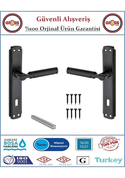 Parçalı Iç Oda Kapı Kolu - Mat Siyah - 1 Takım Ön Ve Arka