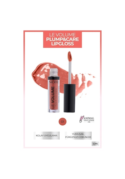 Note Cosmetique Le Volume Plump & Care Lipgloss Nemlendirici Dudak Parlatıcısı - 01 Happy Morning - Pembe
