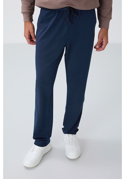 Tommy Life İndigo Bağcıklı Cepli Standart Kalıp Klasik Paça Erkek Eşofman Alt - 84682 İndigo