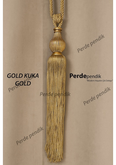 Modern Fon Perde Toplama Aparatı Gold Kornişe Takmalı Tavan Braçolu, Perde Aksesuarı 1 Adet Gold Kuka - Gold