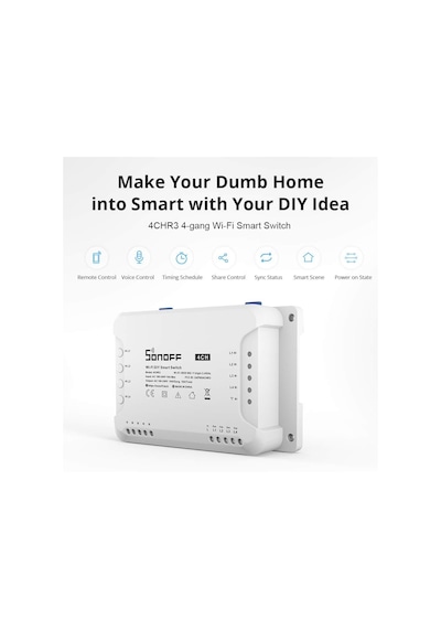 Sonoff 4Chr3 Akıllı Anahtar Modülü Alexa . Google 4 Gang