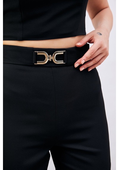 Sateen Aksesuar Detaylı Pantolon - Siyah