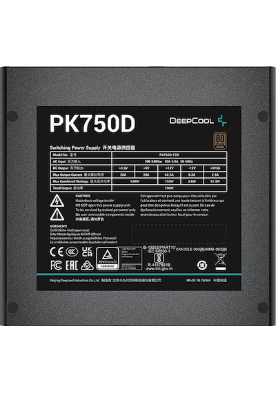 DeepCool PK750D 750W 80+ Bronze Güç Kaynağı