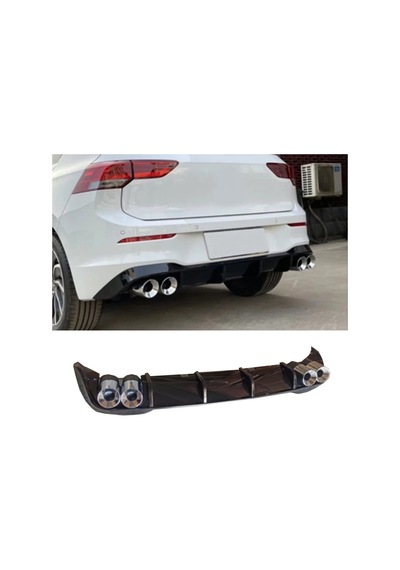 Vw Golf 8 R Difüzör Parlak Siyah İthal Plastik Egzoz Ucu Görünümlü 2021+ Difizör Ek