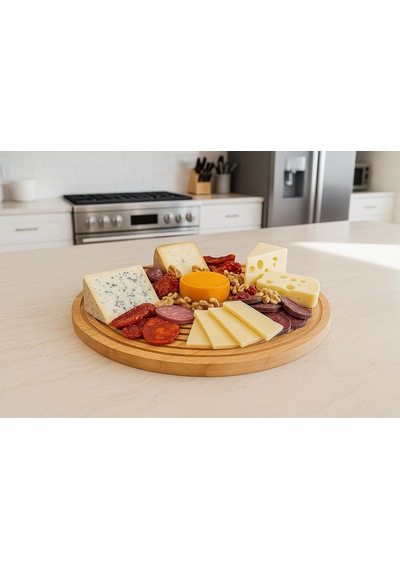 Lexroo Bambu Oluklu Peynir Sunum Tahtası,28 Cm,lüx Bambu Sunum Tabağı,velor Home. Çok Renkli
