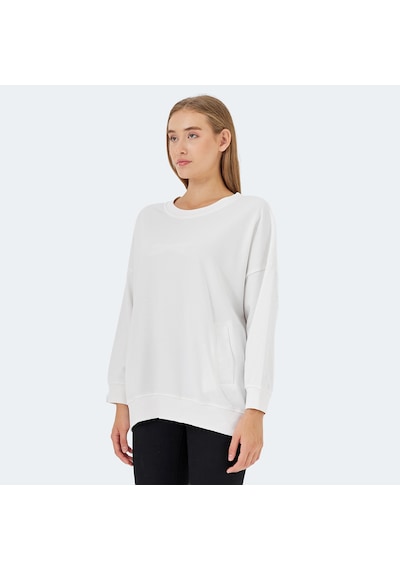 Slazenger VIKENTI SW Oversize Kadın Cepli Oversıze Beyaz Sweatshirt