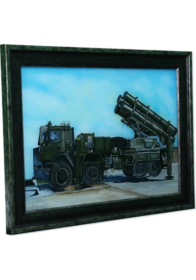 E38 El İşçiliği Cam Boyama Tablo Barbaros Kaplan Füze 70x50 - 5999