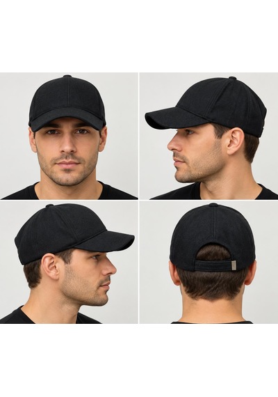 Unisex Siyah Kaşe Kumaş Kışlık Kep Şapka