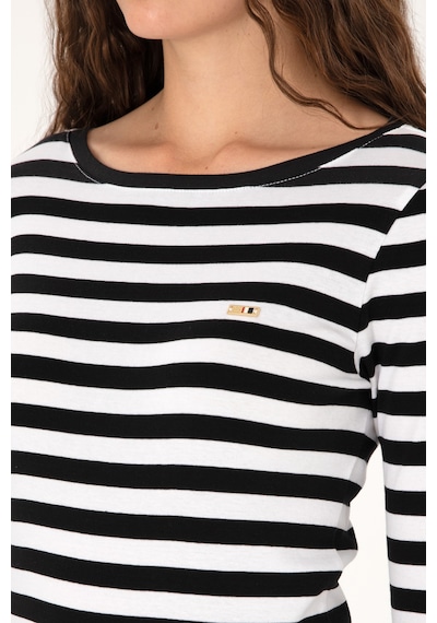U.S. Polo Assn. Kadın Siyah Çizgili Bisiklet Yaka Sweatshırt 50314203-VR046