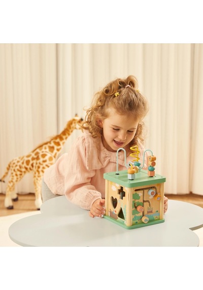 Squirrel Play Safari Temalı 5'li Ahşap Aktivite Küpü - Eğitici Koordinasyon Ve Şekil Yerleştirme Seti