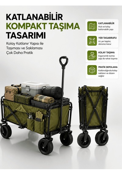 Lexroo 130 Kg Taşıma Kapasiteli Katlanabilir Wagon Taşıma Arabası