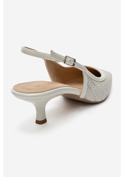 Luvi Shoes Alvessıa Ekru Örgü Kadın Kısa Topuklu Ayakkabı