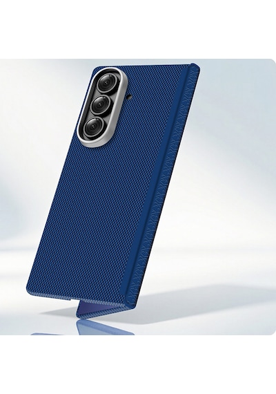 Samsung Uyumlu Galaxy Z Fold 7 Uyumlu Kılıf M-safe Şarj Özellikli Zore Paris Zerre Sert Pc Kapak Lacivert