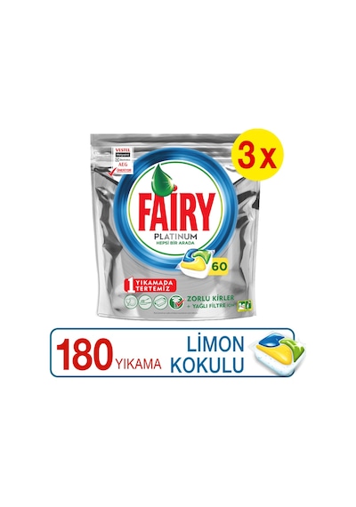 Fairy Platinum Limon Kokulu Bulaşık Makinesi Deterjanı 180 Tablet