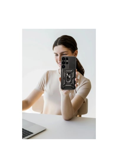 Samsung Galaxy Uyumlu, S26 Ultra Pars Lens Yüzüklü Silikon - Lacivert