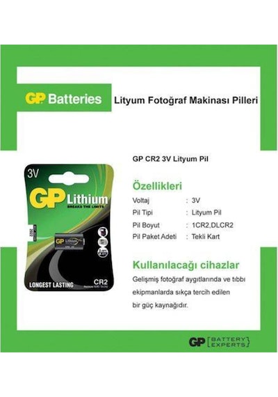 Gp Cr2 Pil Lityum 3V Foto Makine Pili