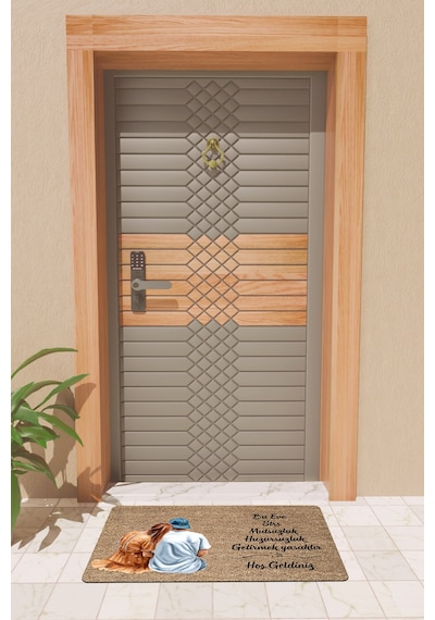Rugmood Modern Dijtal Baskı Oturan Çift Kapı Önü Paspası Çok Renkli