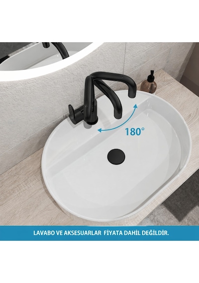 Adell Lento Kuğu Lavabo Bataryası -mat Siyah Siyah