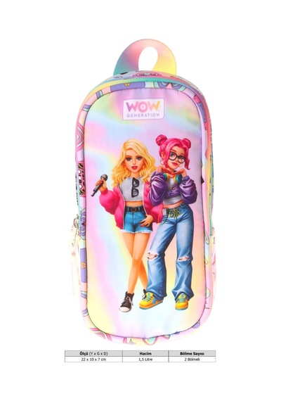 Wow Generation Kız Çocuk Sound Baskılı Çok Renkli İlkokul Kalem Çantası - Okul Kalemliği - W6066