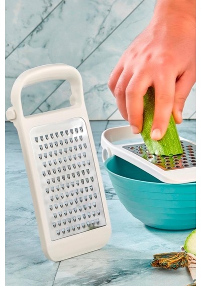 Flosoft Ayrılabilir Inox Paslanmaz Çelik Rende, Pratik Katlanabilir Özel Tasarım Rende Beyaz
