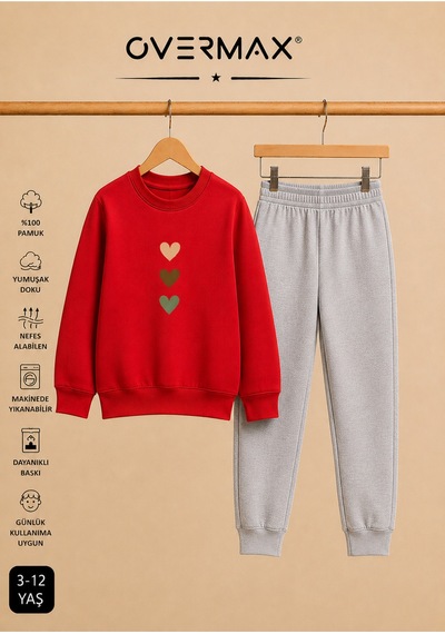 Overmax Çocuk Eşofman Takımı Sevimli Kalpler Baskılı Sweatshirt & Eşofman Altı Kırmızı Üst-gri Alt - 918470880 Kırmızı Üst-gri Alt Overmax Çocuk Eşofman Takımı Sevimli Kalpler Baskılı Sweatshirt & Eşofman Altı Kırmızı Üst-gri Alt - 918470880 Kırmızı Üst-gri Alt