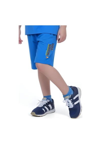 Fyk Kids Erkek Çocuk Tişört-şort Hard Working Baskılı Alt-üst Takım Mavi