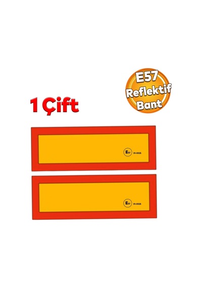 Badem10 Tüvtürk Uyumlu E57 Reflektörlü Fosforlu Tır Kamyon Dorse Çekici Arkası Bant 20 Cm X 56.5 Cm 1 Çift