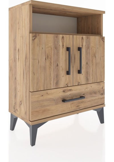 Arges Komodin 2 Raflı 2 Kapaklı 60x30x80 Çam-çam Çam