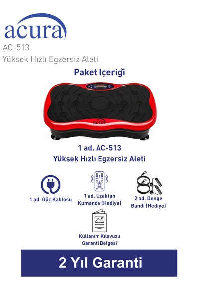 Ac-513 5 Programlı Bluetoothlu Yüksek Hızlı Egzersiz Aleti Kırmızı
