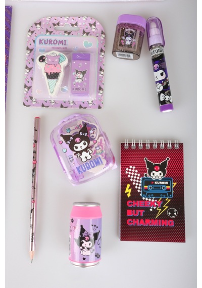 X Dekomus Lisanslı Kuromi & Best Friends 15 Parça Kırtasiye Seti 2 Adet Defter,çıtçıt Dosya Altın