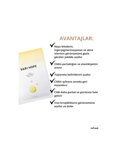 Varı Hope 8 Days Brıghtenıng Mask Wıth Pure Vıtamın C 5ea C Vitamini İçeren Aydınlatıcı Ve Canlandırıcı Maske